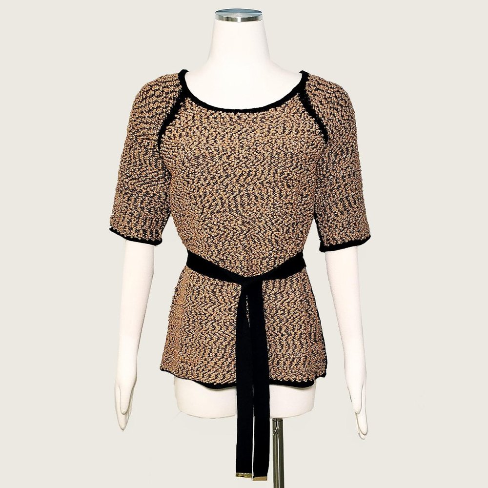 Carmen Marc Valvo Belted Metallic Top NWT